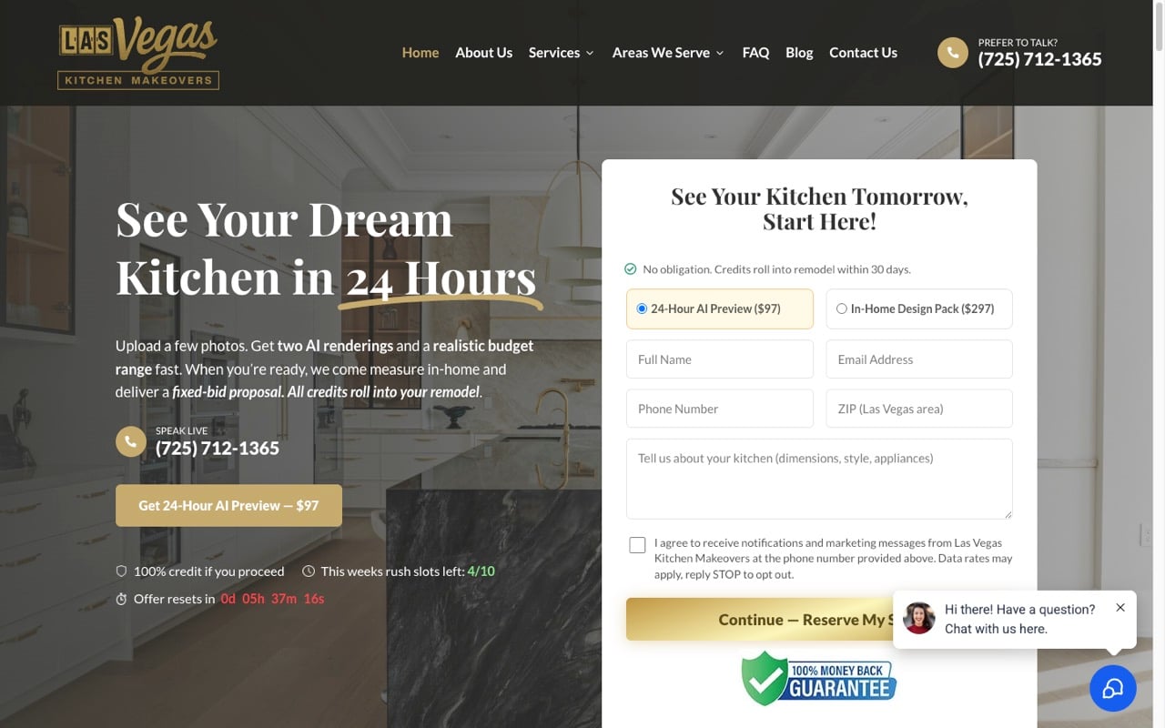 Vegas Kitchen Makeovers website built by Spectral Vision