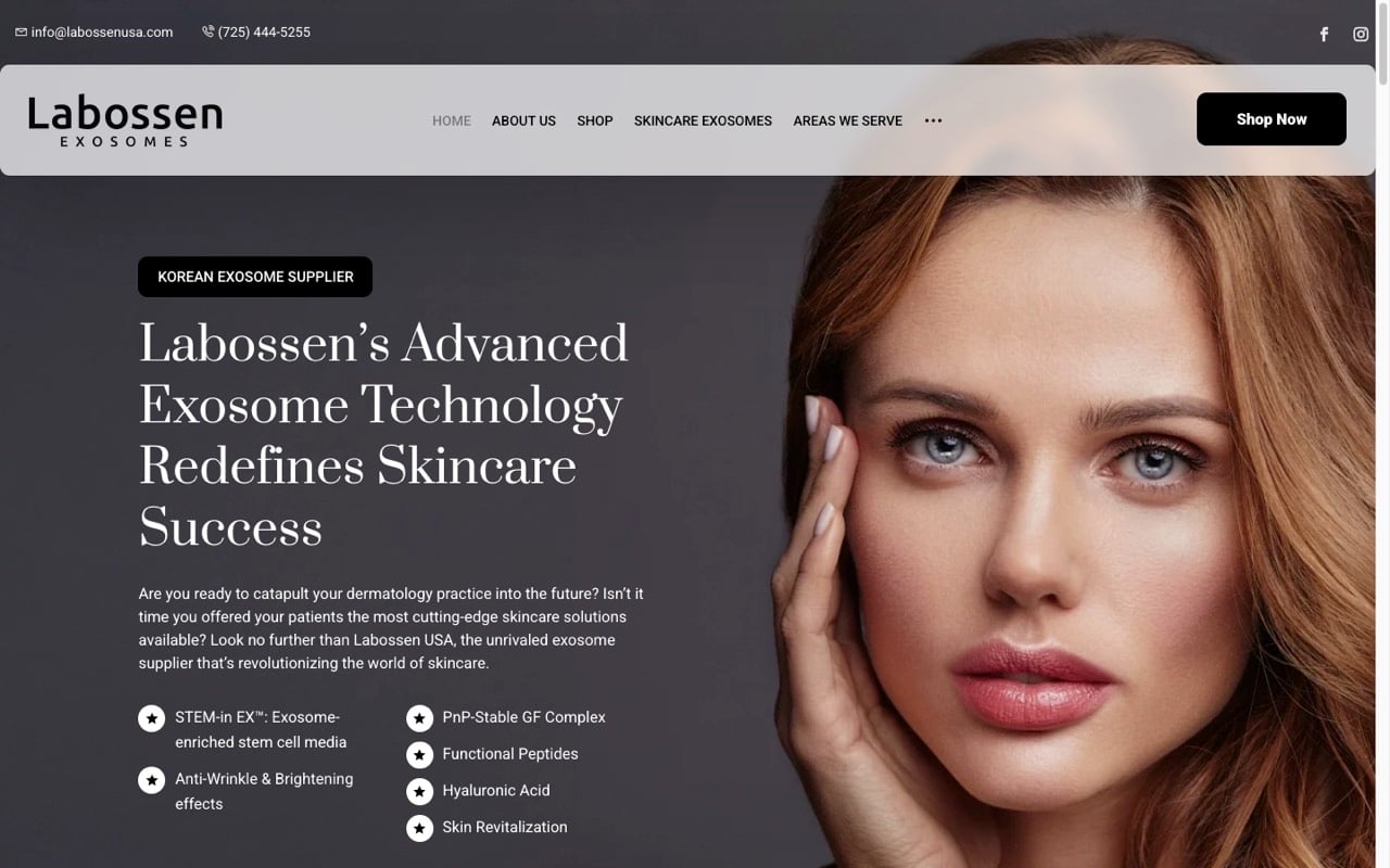 Labossen Exosomes USA website built by Spectral Vision