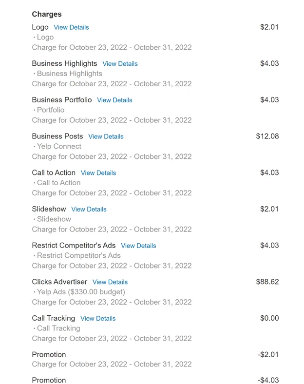 Yelp Hidden Fees