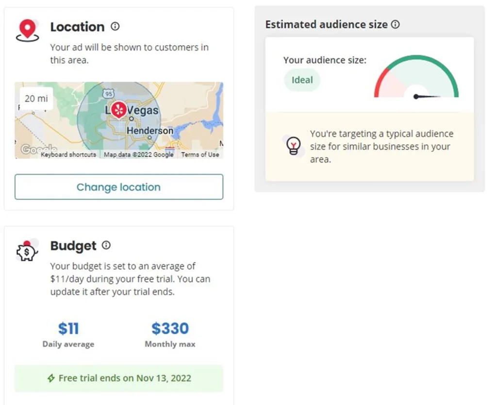 Yelp Ads Location and Budget